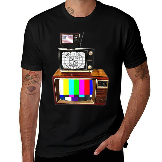 Vintage Television Tube TV Sign Off Screen Old School Retro  Graphic-printed T-Shirt