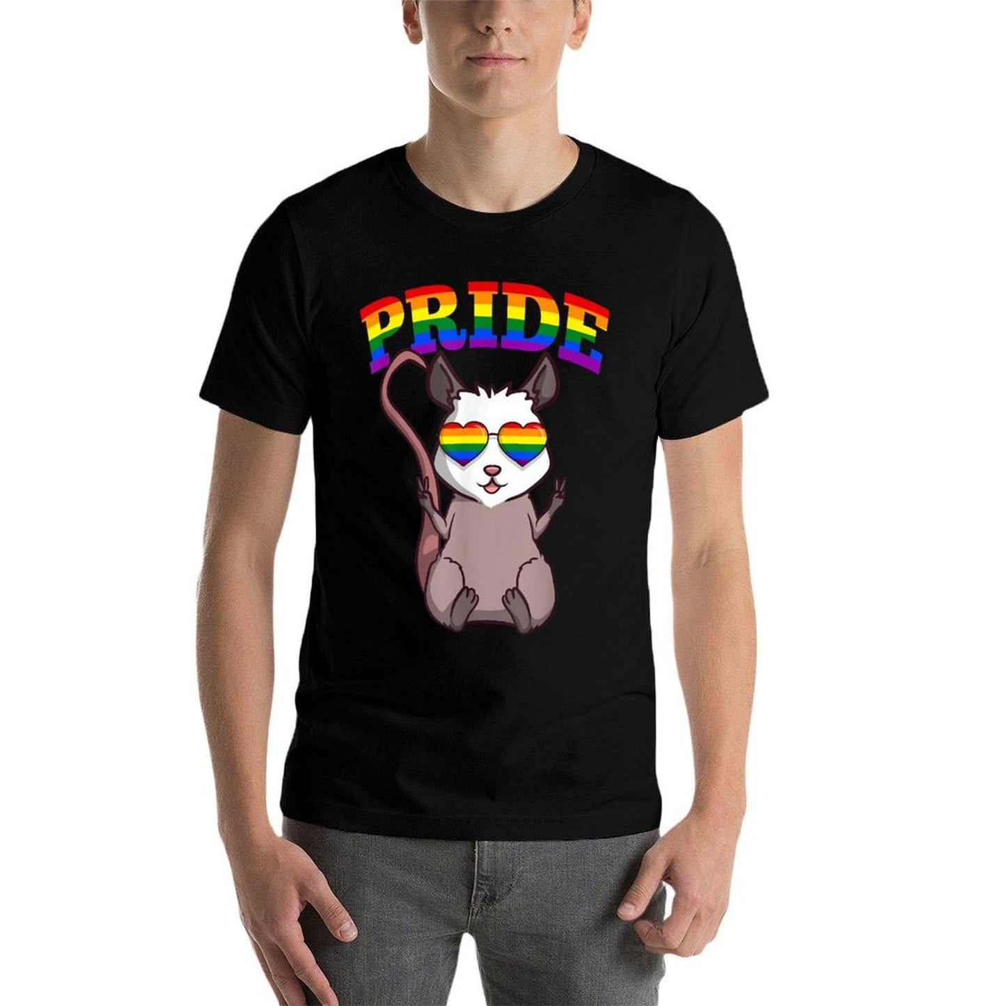 LGBT Possum Gay Pride Rainbow LGBTQ Cute Opossum Tagless Design T-Shirt