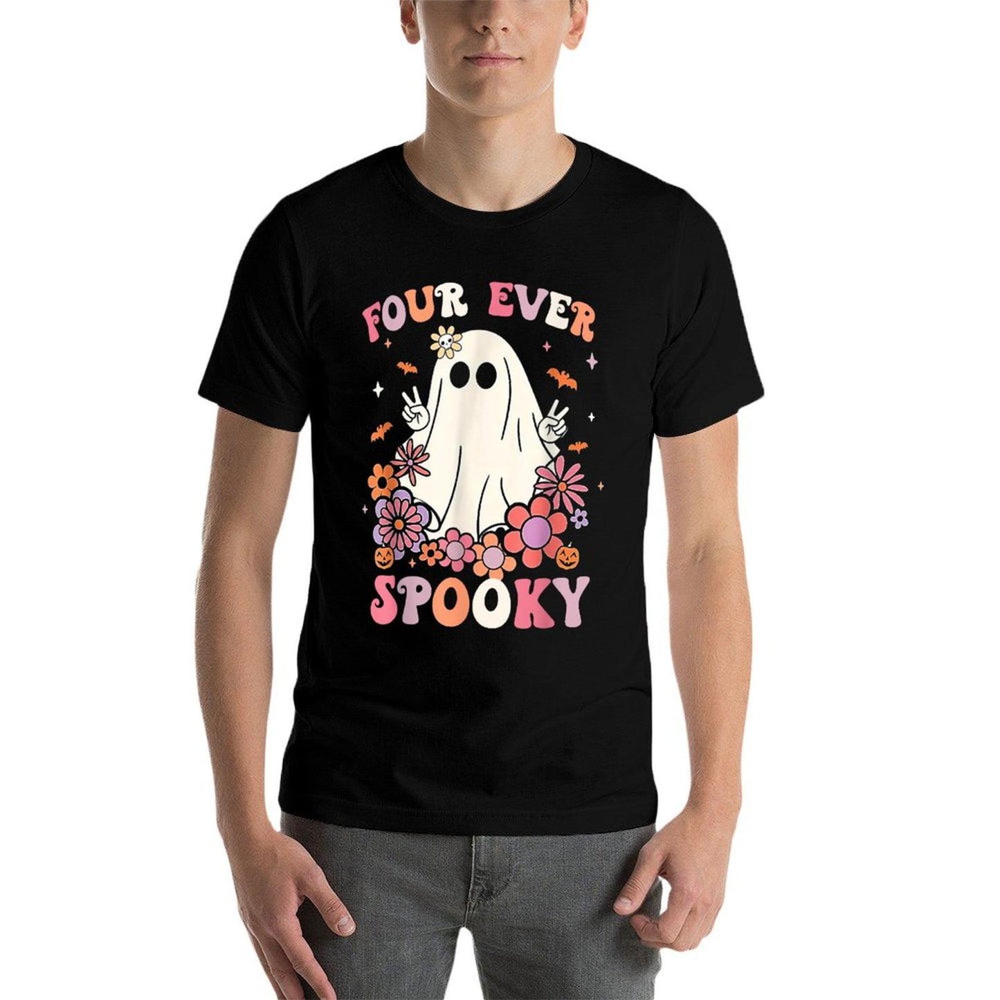 Four Ever Spooky Halloween 4th Birthday Party Decorations Slim-fit Cut T-Shirt