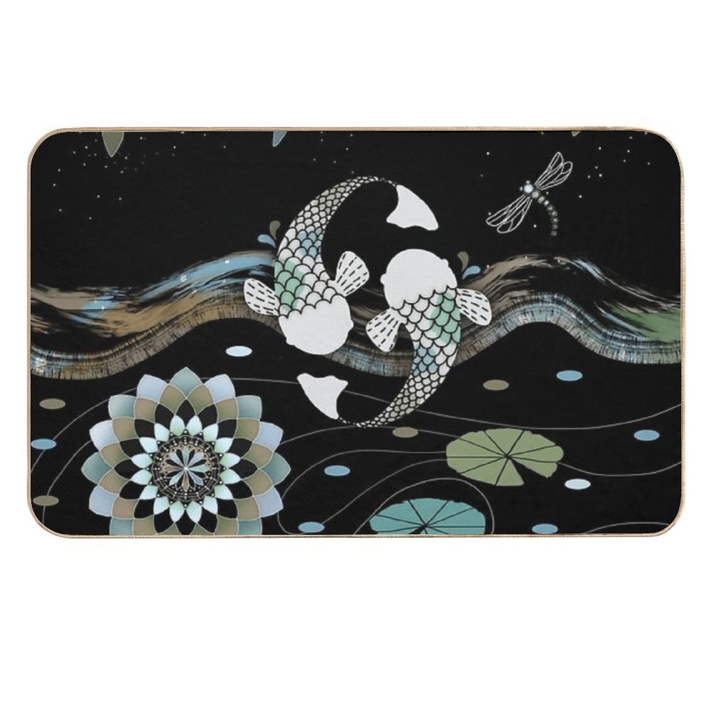 Lucky Koi Mandala Easy To Clean Bath Mat