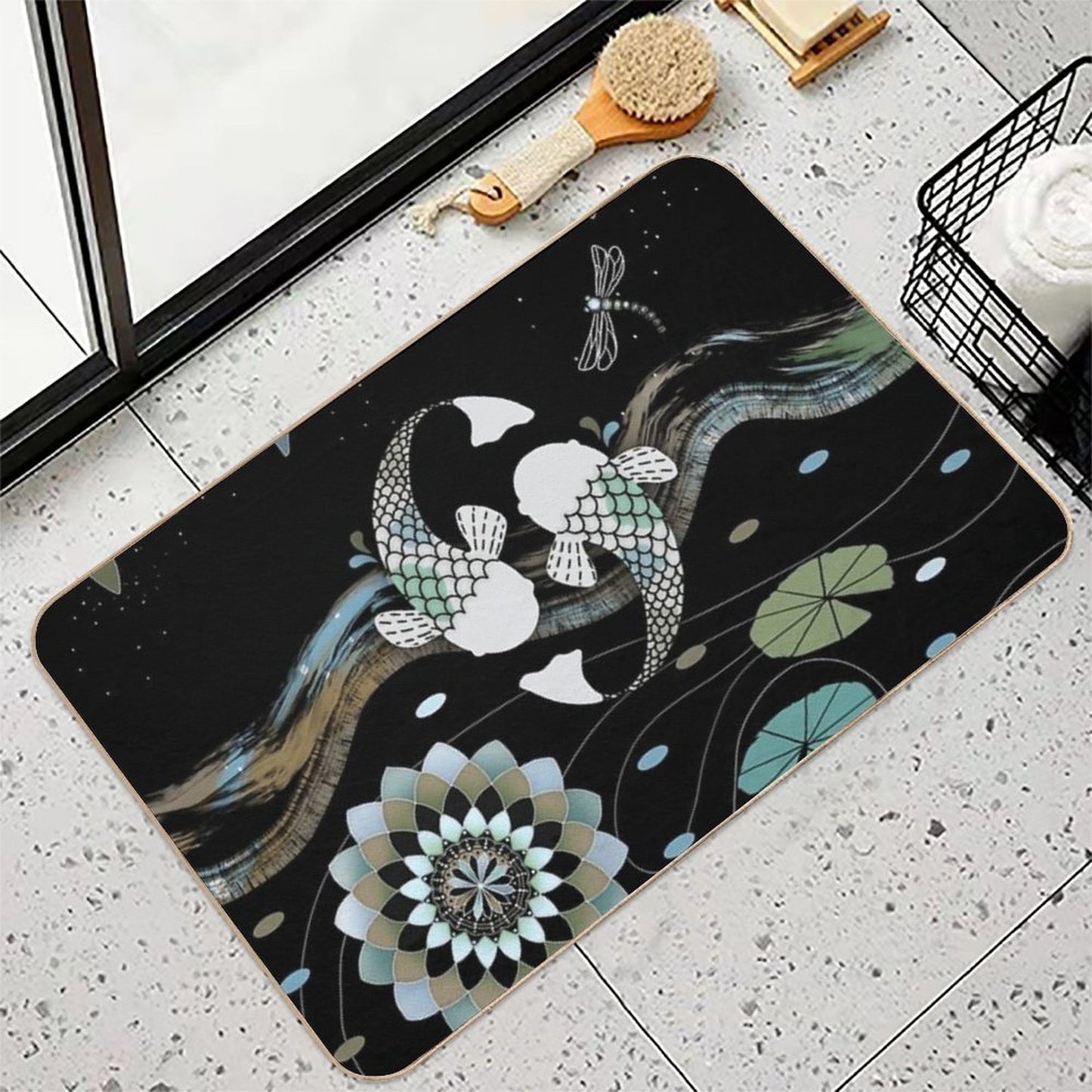 Lucky Koi Mandala Easy To Clean Bath Mat