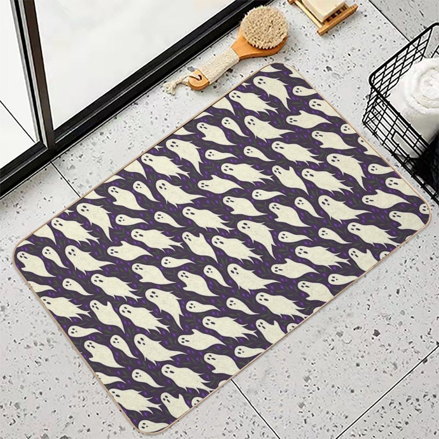 Ghosts - Halloween Repeating Pattern Durable Bath Mat