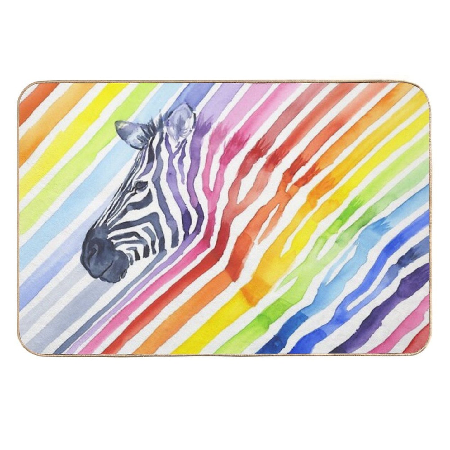 Rainbow Zebra Stripes Easy To Clean Bath Mat