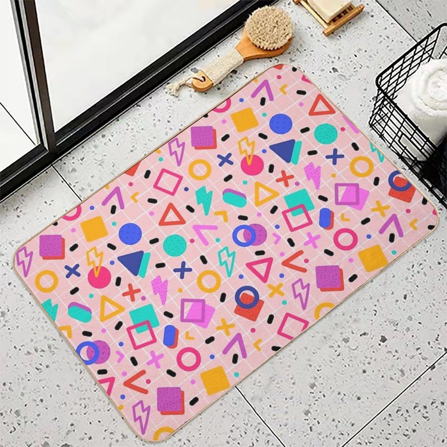Retro Bright Memphis Pattern Odorless Bath Mat