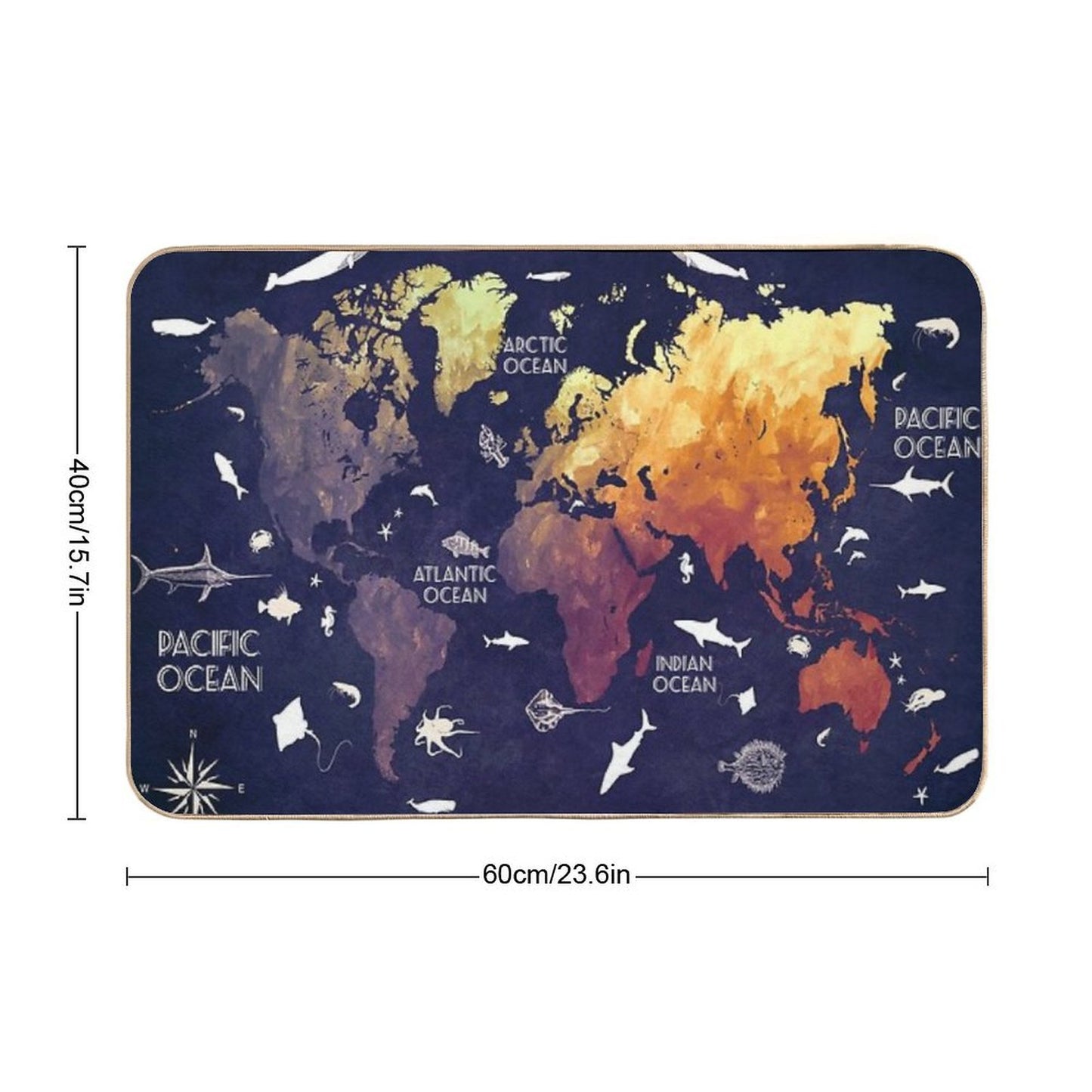 World Map 11 Long-Lasting Bath Mat