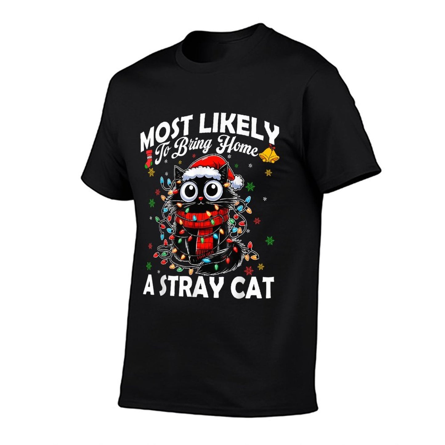 Most Likely To Bring Home A Stray Cat Matching Christmas Ribbed Collar T-Shirt