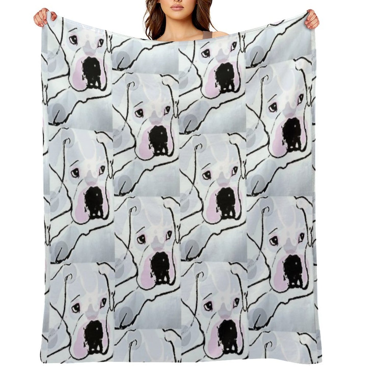 Pearl White, White Boxer Love Collection Durable Throw Blanket