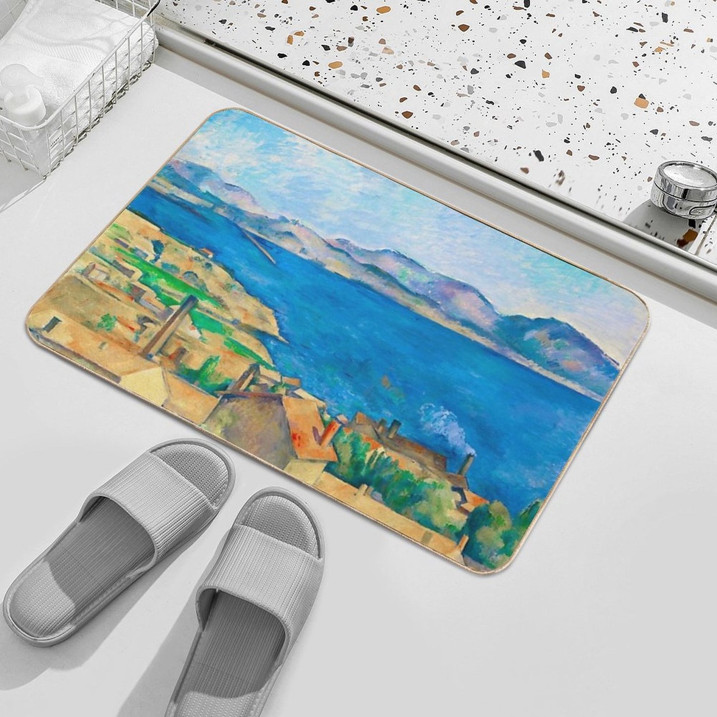 HD PAUL CEZANNE - The Bay of Marseille Slip-Resistant Bath Mat