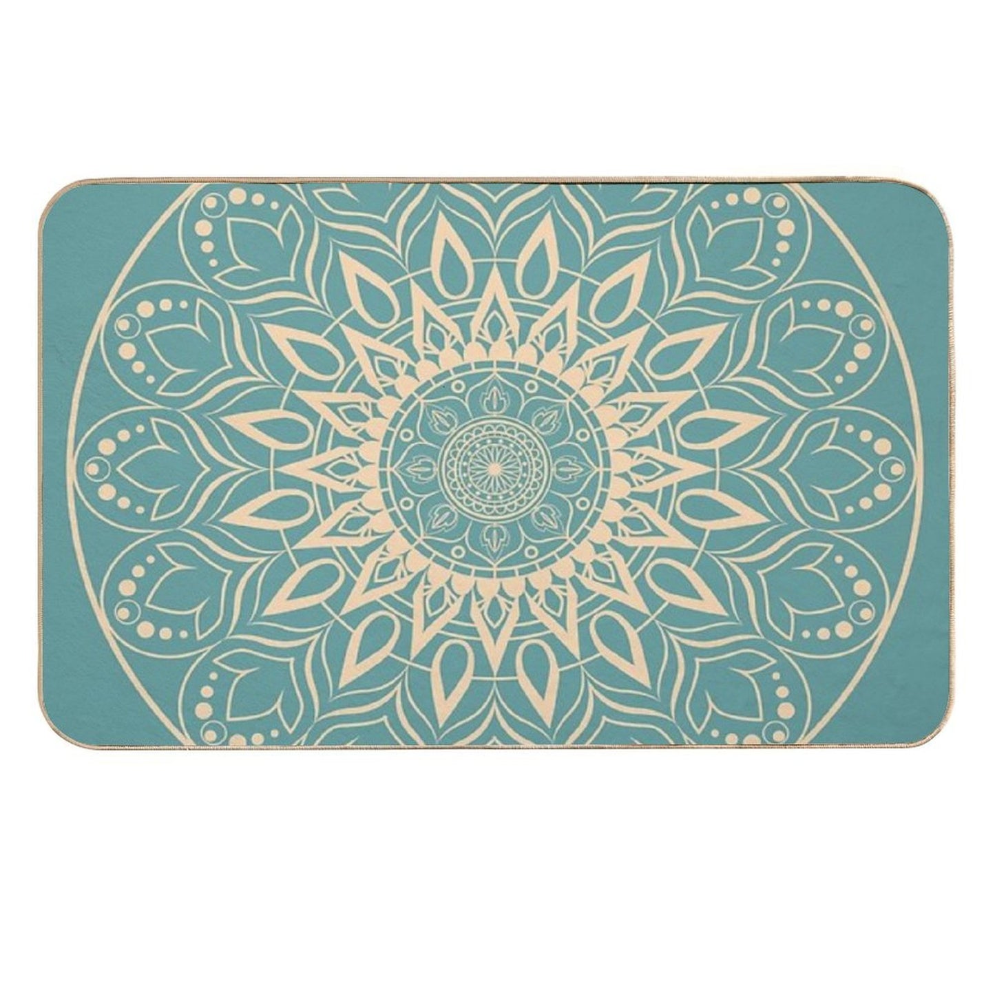 Turquoise And Yellow Mandala III Odorless Bath Mat