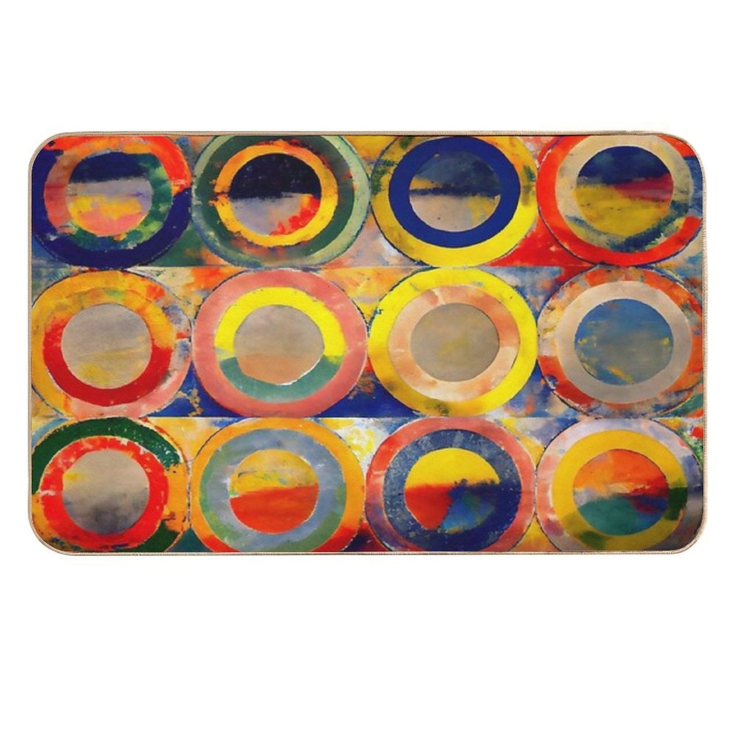 Thick Circles in Squares Eco-Friendly Bath Mat