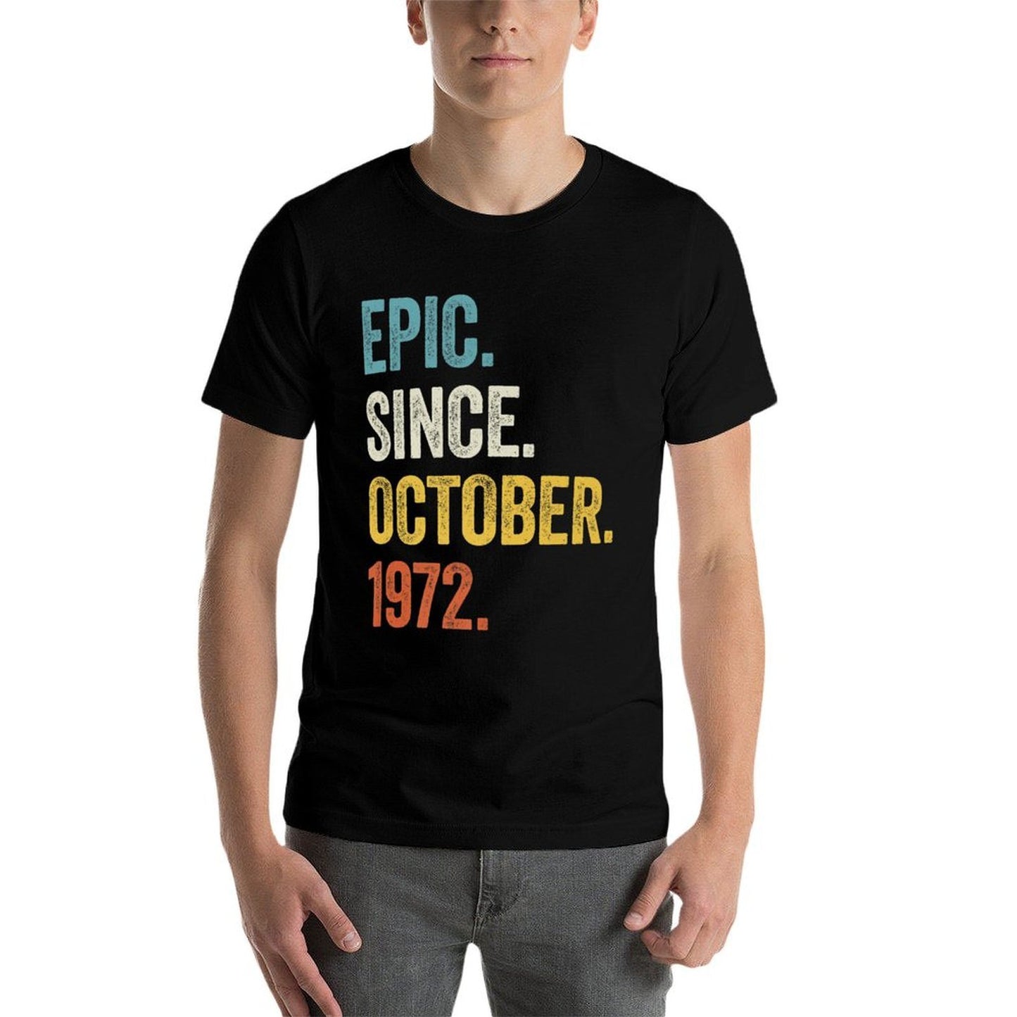 50 Years Old Epic Since October 1972 50th Birthday Premium Ribbed Collar T-Shirt
