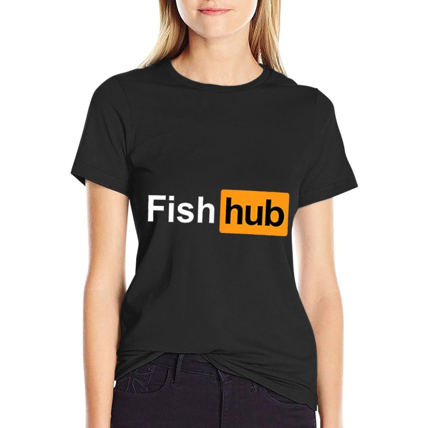 Fish Hub Fishing Tshirt Ocean Lake Fisherman Stretchy T-Shirt
