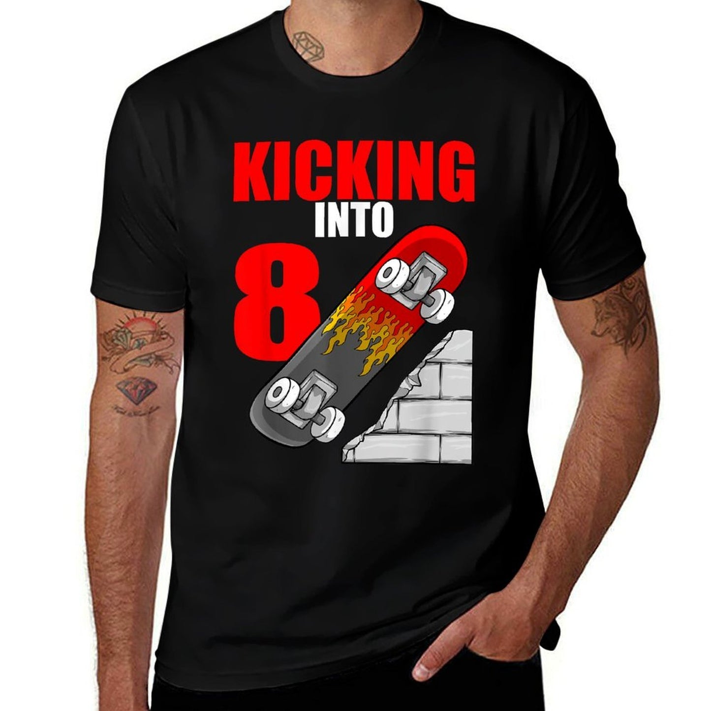 Skateboard Birthday For Boys 8th Birthday Skater Polyester Blend T-Shirt