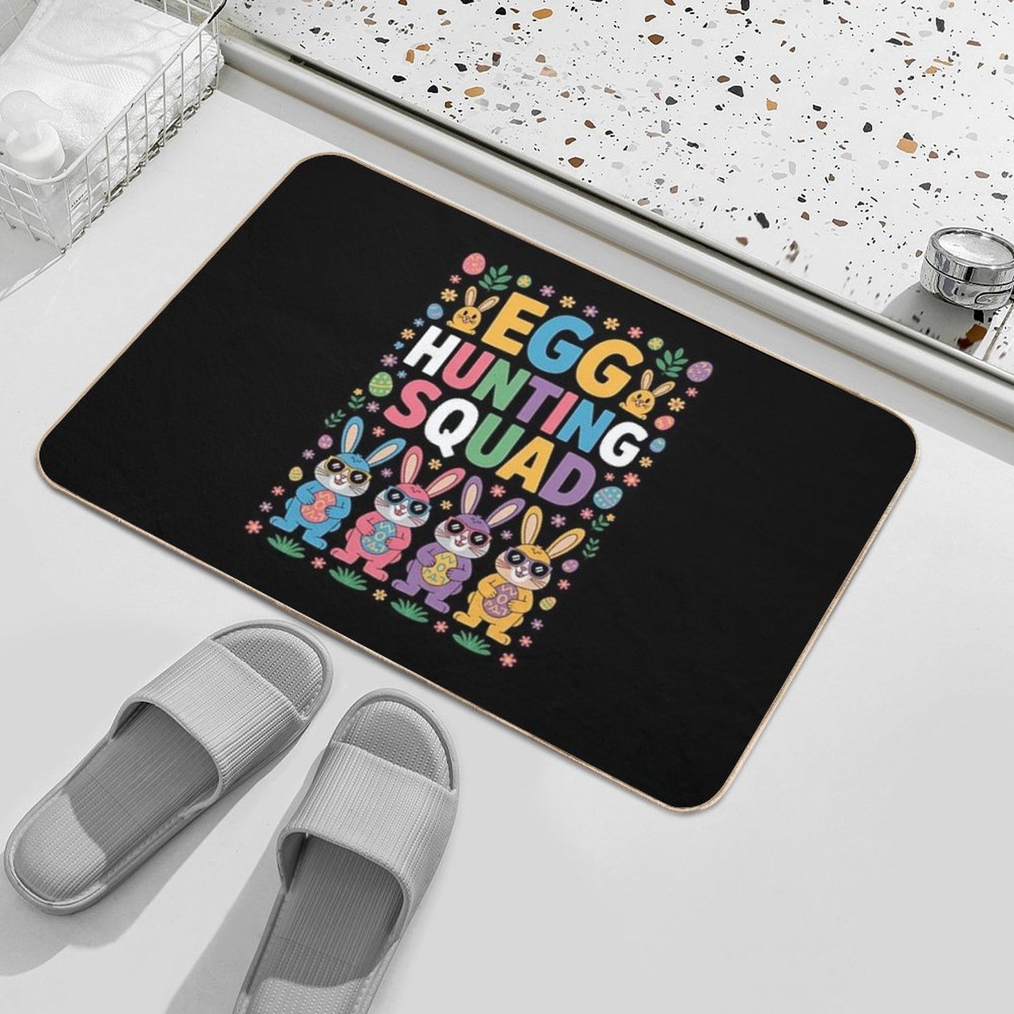 Happy Easter Bunny Egg Hunting Squad Crew Family Rapid-Drying Bath Mat