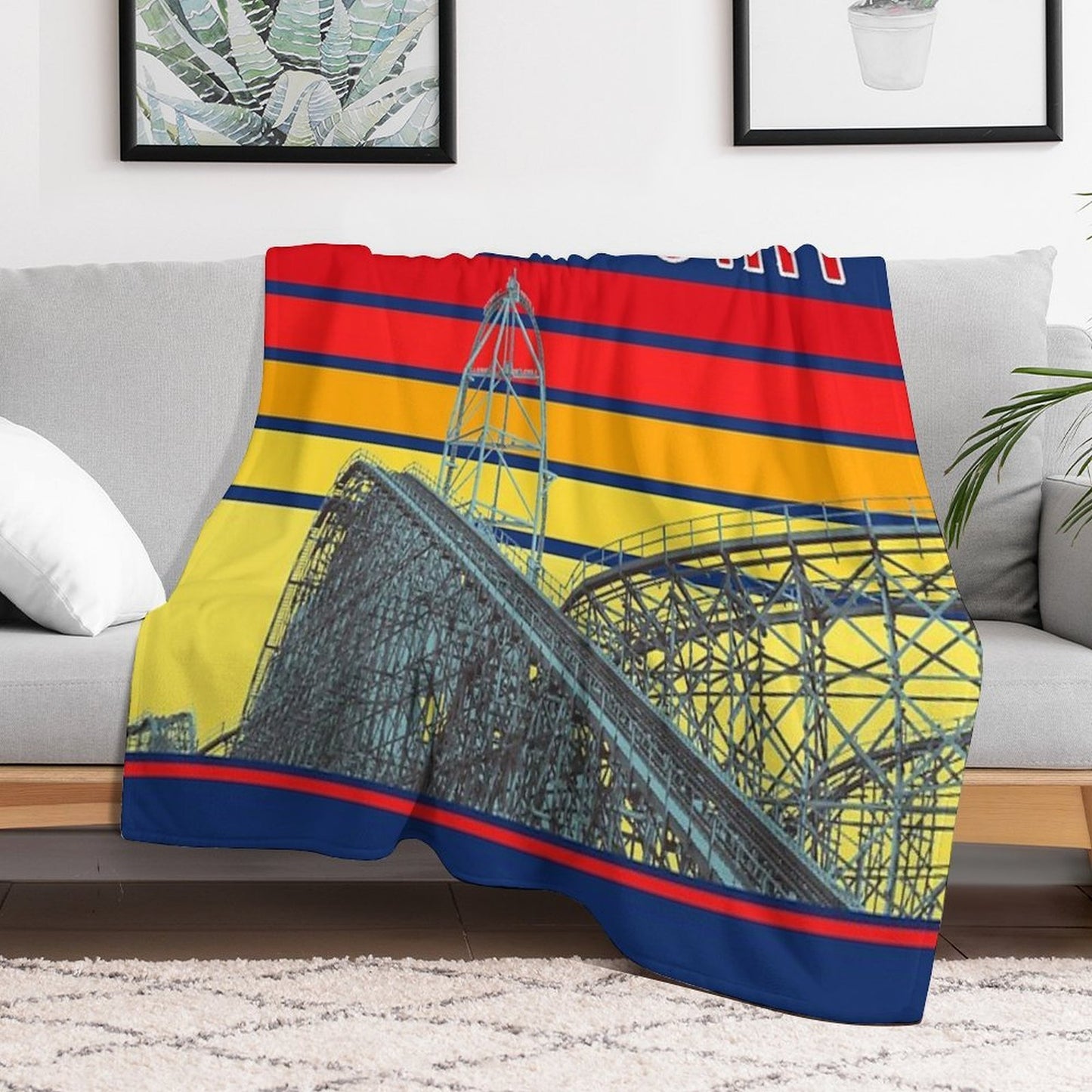 Vintage Cedar Point Easy Care Throw Blanket