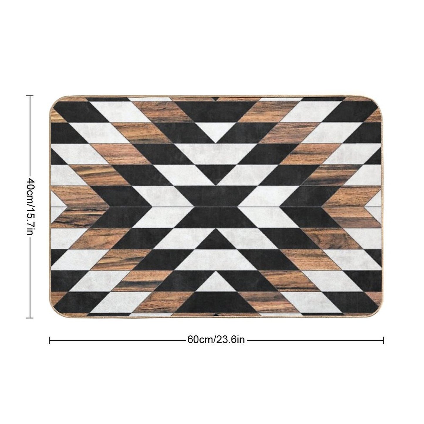 Urban Tribal Pattern No.13 - Aztec - Concrete And Wood Easy To Clean Bath Mat
