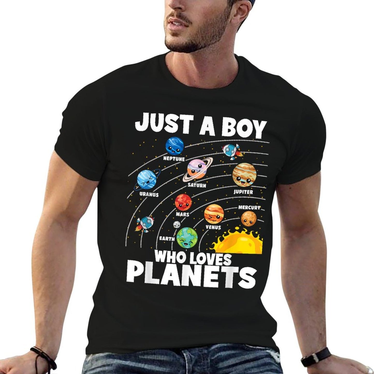 Just A Boy Who Loves Planets Solar System Astronomy Space Vintage-inspired T-Shirt