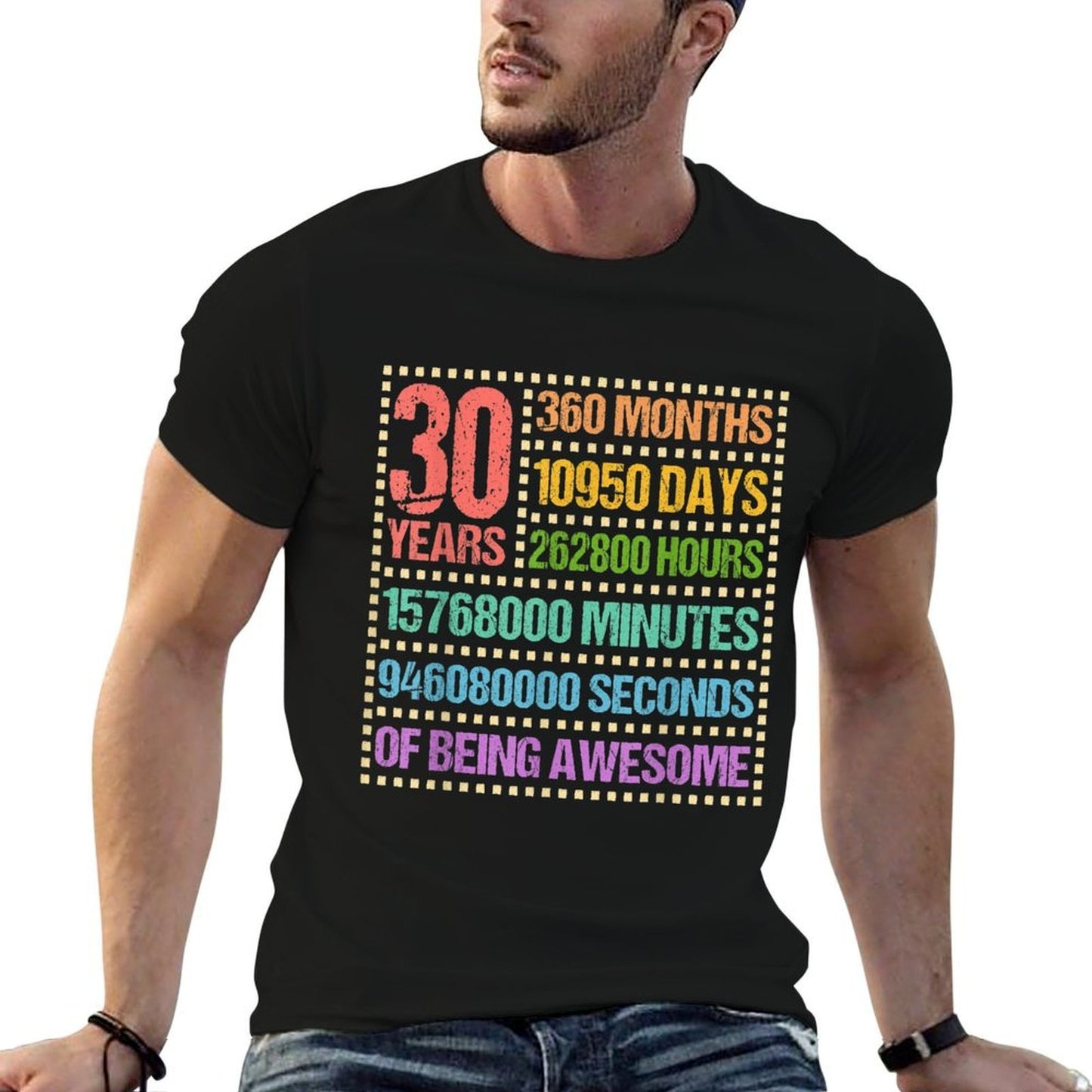 30 Years 360 Months Of Being Awesome 30th Birthday High-quality Stitching T-Shirt