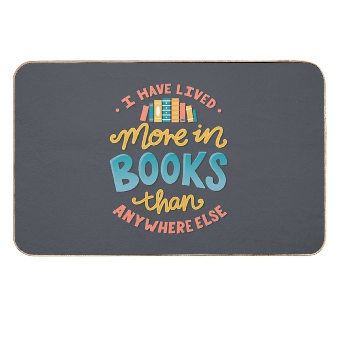 Live In Books - Bookish Quote Eco-Friendly Bath Mat