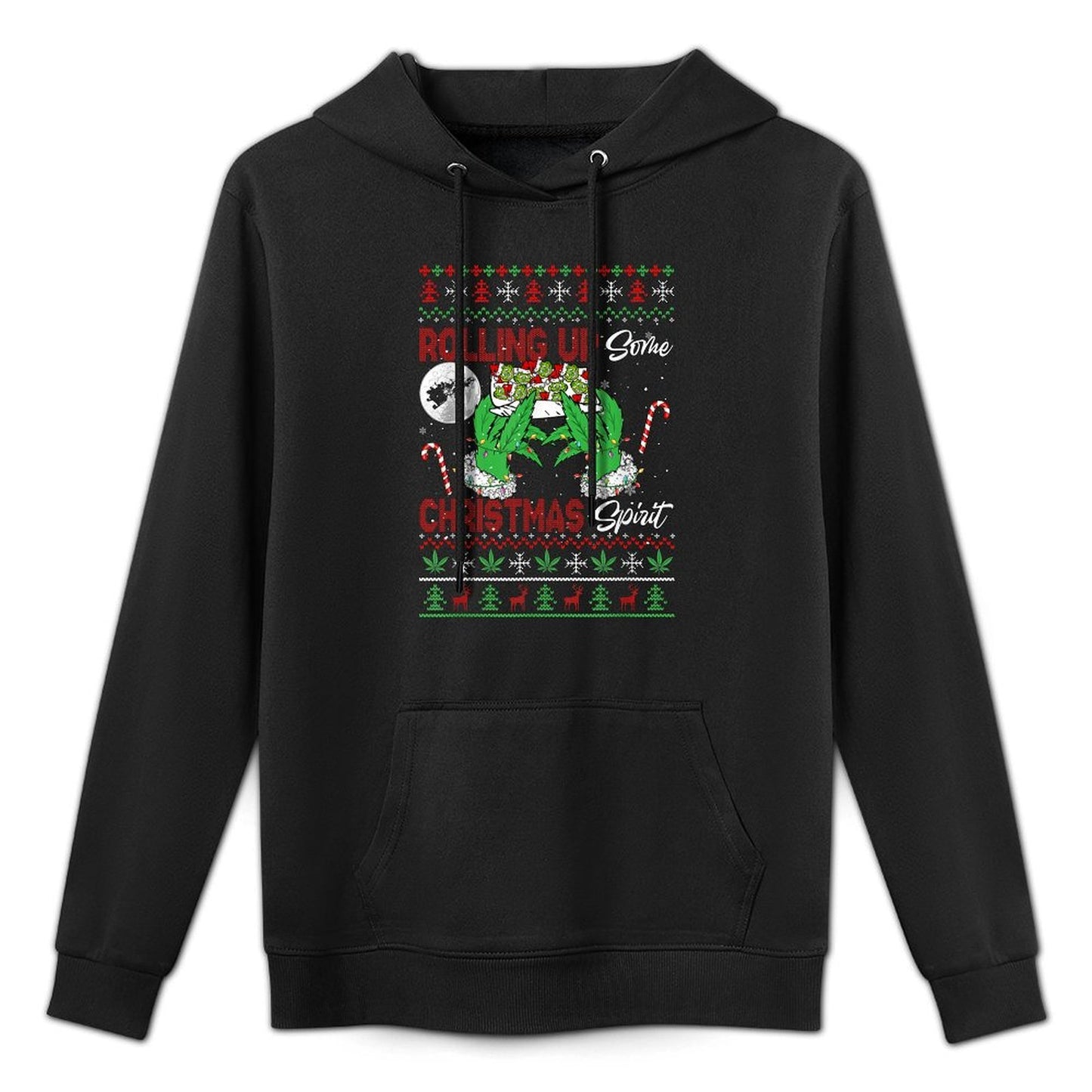 Rolling Up Some Xmas Spirit Funny Santa Smoker Sweater Breathable Fabric Hoodie