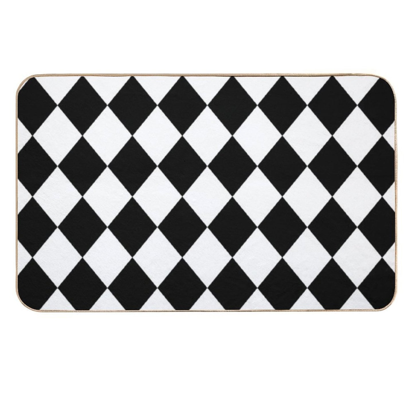 Black And White Harlequin Pattern Easy Maintenance Bath Mat