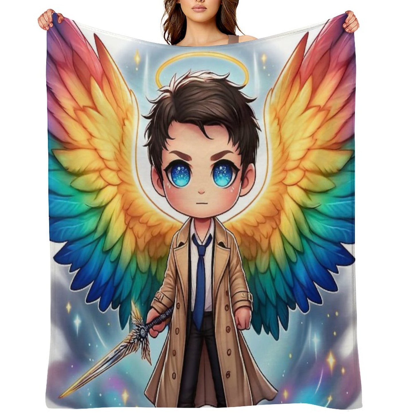 Rainbow Warrior Angel Premium Throw Blanket