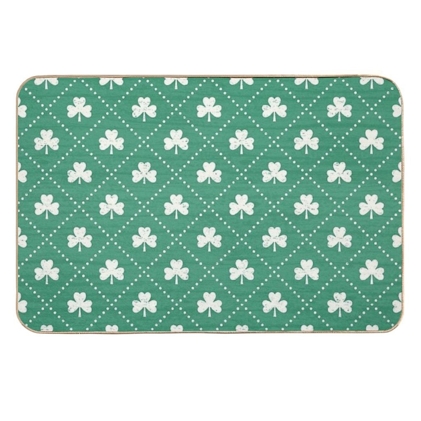 Shamrock On! - Emerald Green Background Repositionable Bath Mat