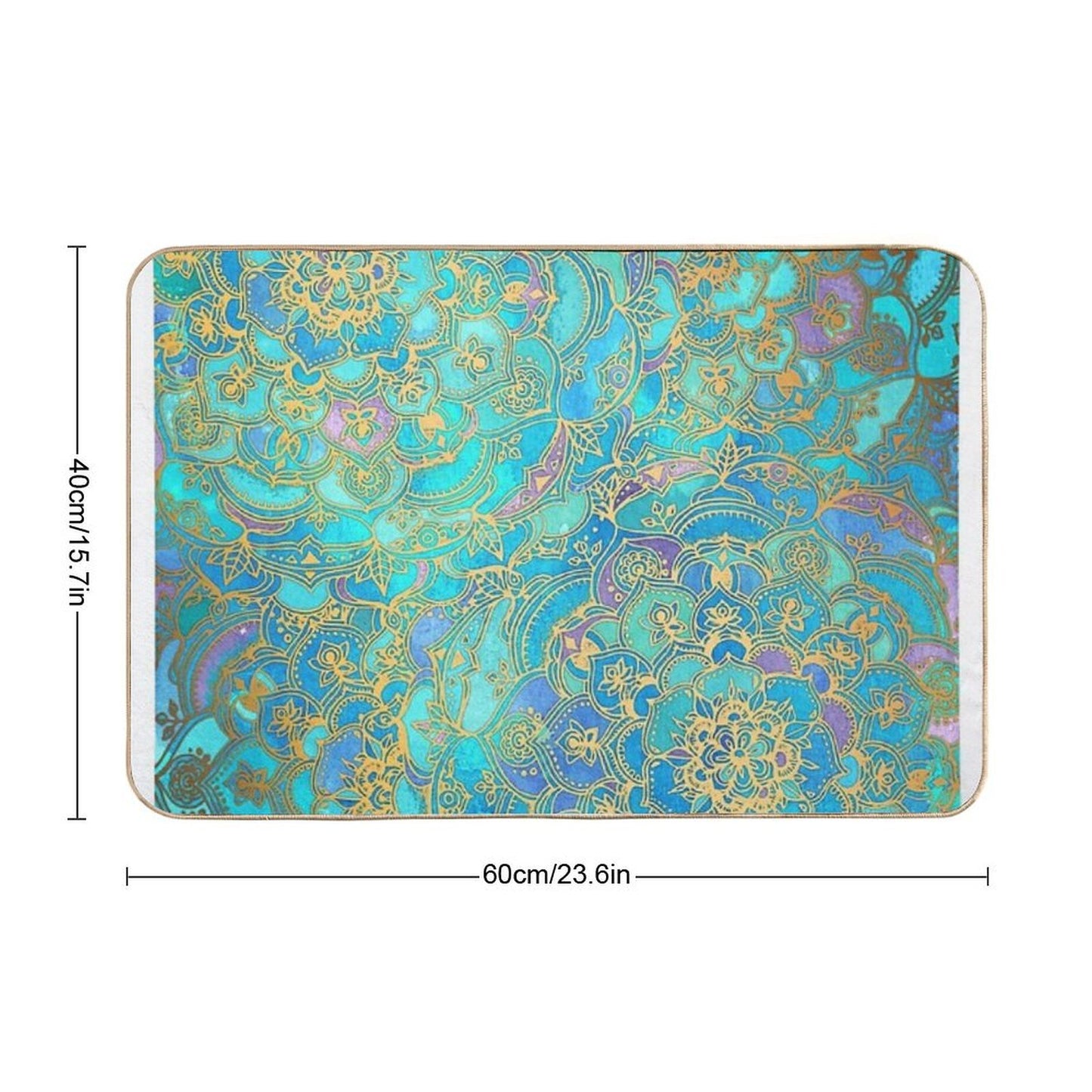 Sapphire & Jade Stained Glass Mandalas Multi-Purpose Bath Mat