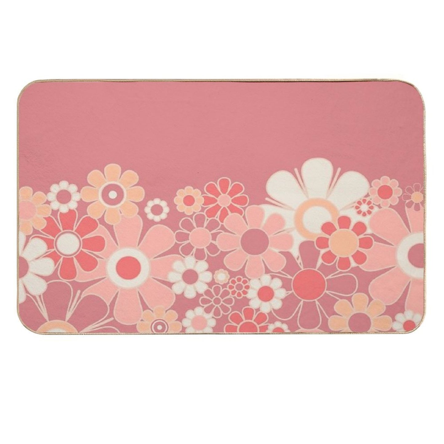 Retro Garden Flower Cuff Mauve Peach Vintage Contemporary Aesthetic Floral Pattern Rapid-Drying Bath Mat