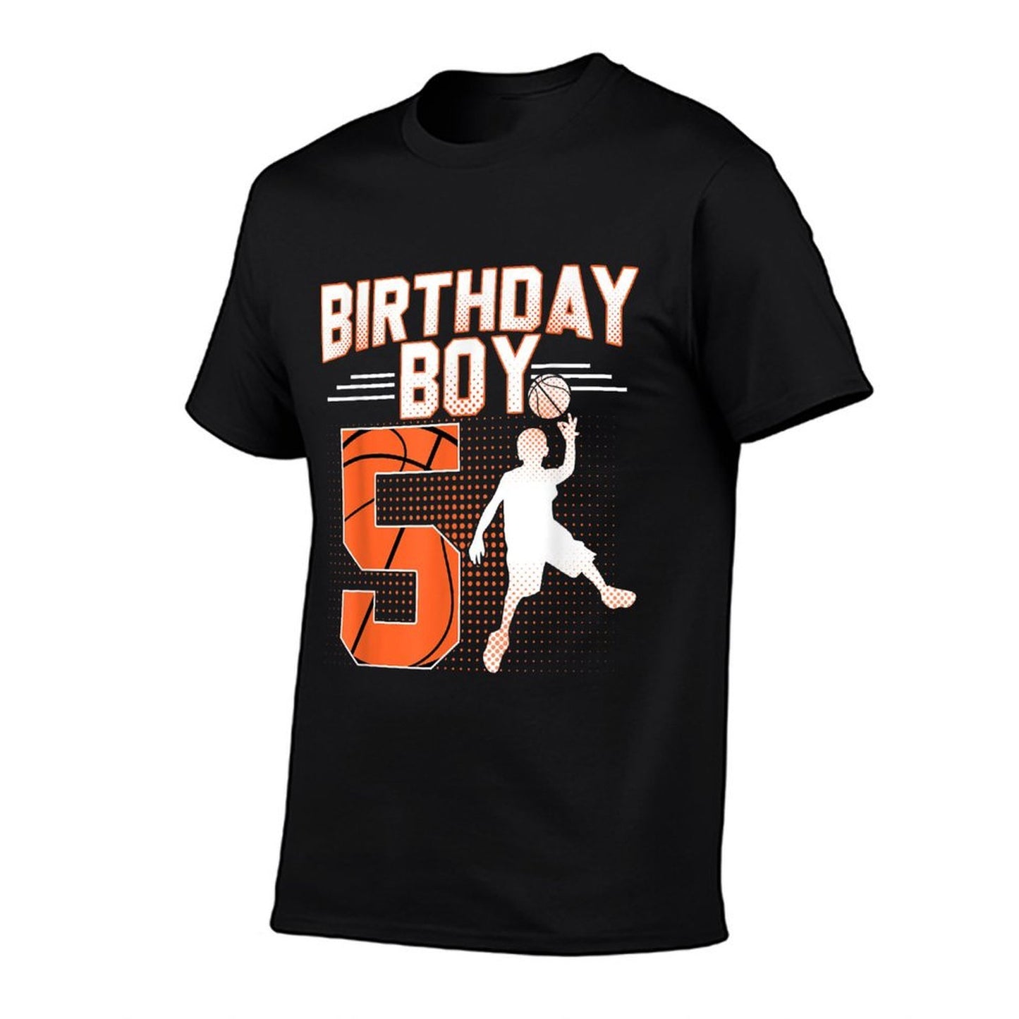 Basketball Birthday Boy 5th Birthday 5 Years Old Birthday Rolled Sleeves T-Shirt