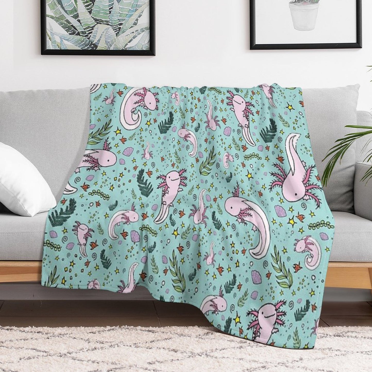 Axolotl Plush Throw Blanket