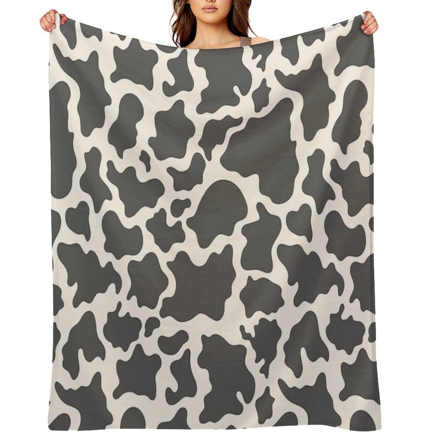 Cow Print Plush Throw Blanket