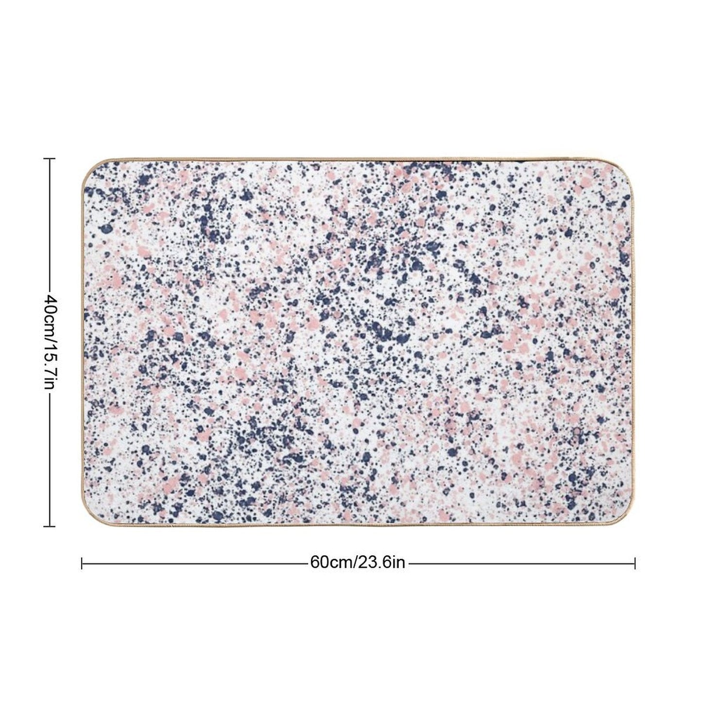 Navy Blue And Blush Pink Ink Spatter on White Fade-Resistant Bath Mat