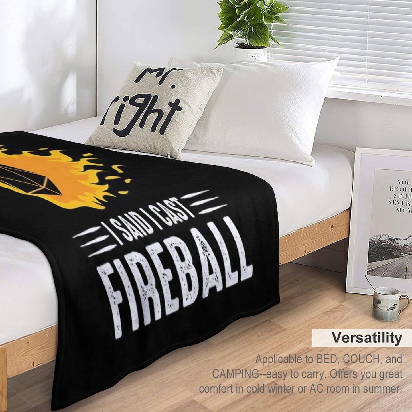 I Cast Fireball Wizard Sorcerer DM Gift TTRPG Sustainable Throw Blanket