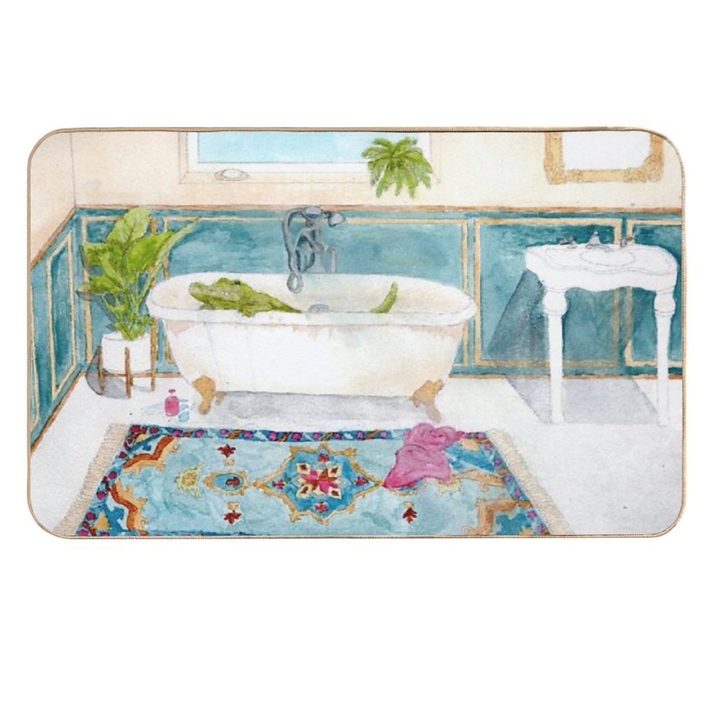 Gator in Bathtub Odorless Bath Mat