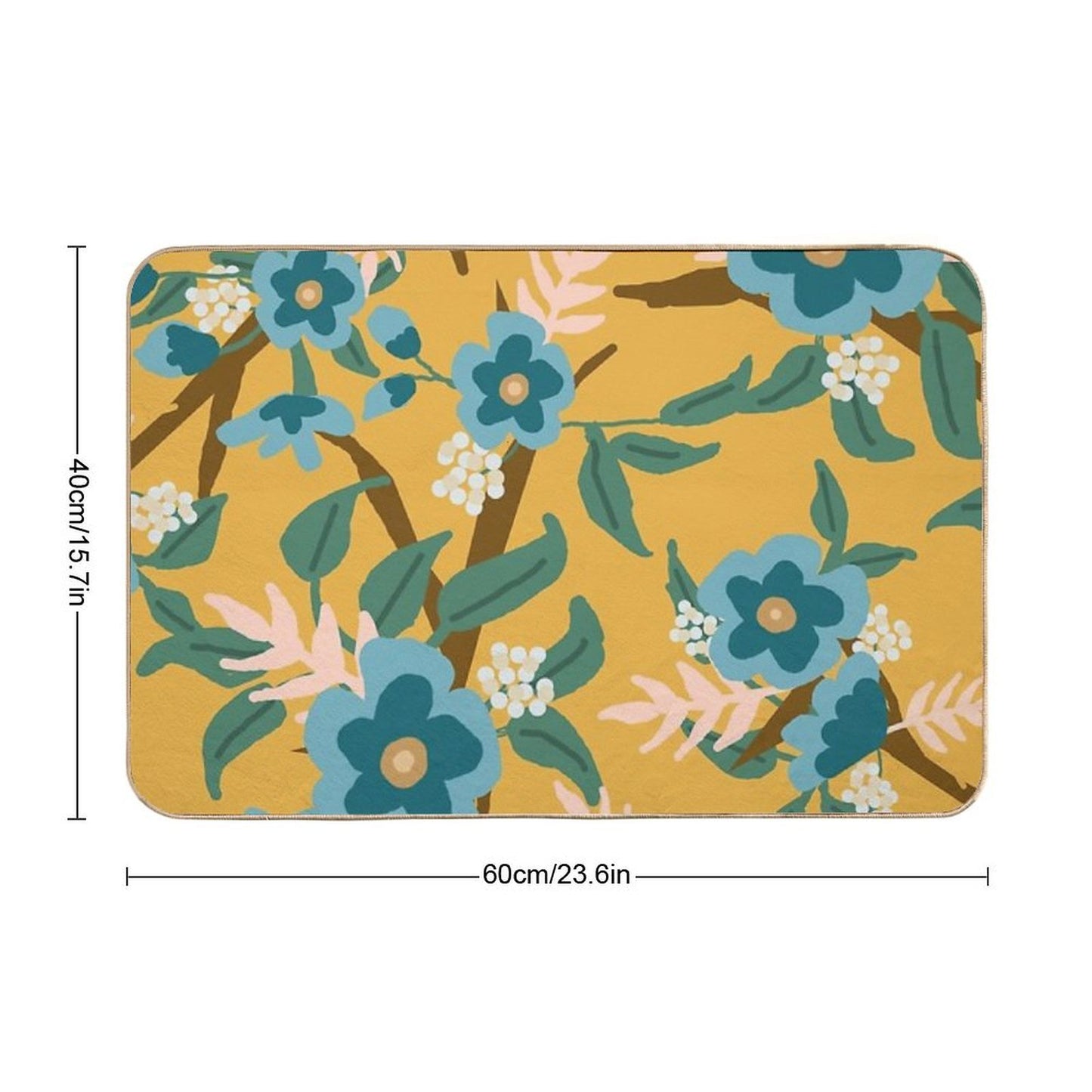 Yellow Floral Versatile Bath Mat