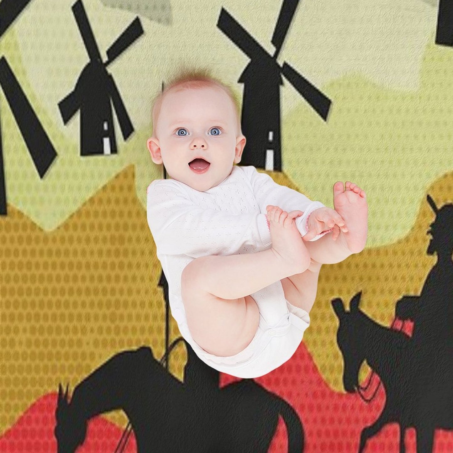 Tilting at Windmills, Don Quixote Machine-washable Throw Blanket