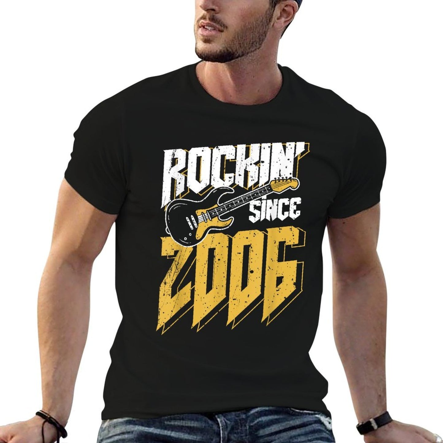 Rockin' Since 2006 Vintage Rock Music Fan 17th Birthday  Wrinkle-resistant T-Shirt