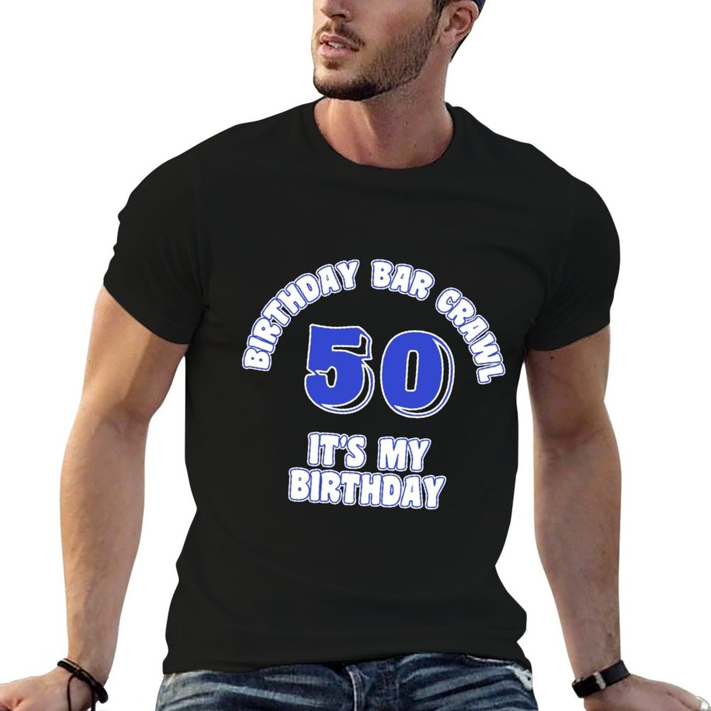 50th Birthday, Birthday Bar Crawl Gift, Birthday Squad Eco-friendly Material T-Shirt