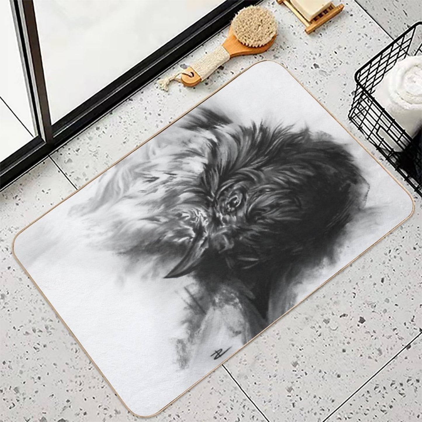 Senescent 4 - Charcoal Drawing Anti-Trip Bath Mat