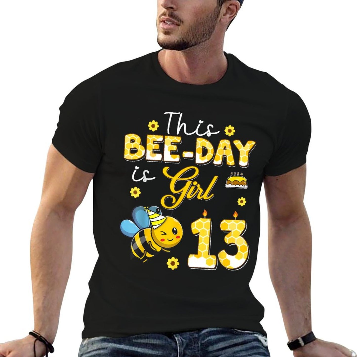 This Bee-Day Girl Is 13 Thirteen Years Old 13th Birthday Kid Versatile T-Shirt