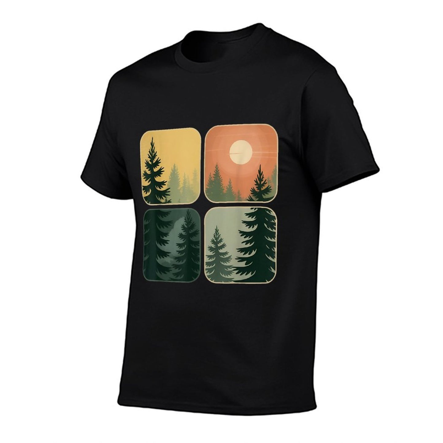 Retro Forest Trees Wildlife Nature Vintage Forest Trendy Pattern T-Shirt