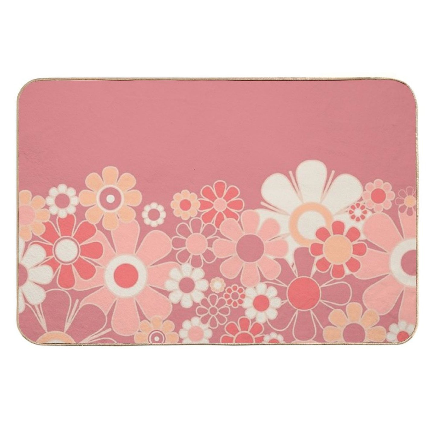 Retro Garden Flower Cuff Mauve Peach Vintage Contemporary Aesthetic Floral Pattern Rapid-Drying Bath Mat
