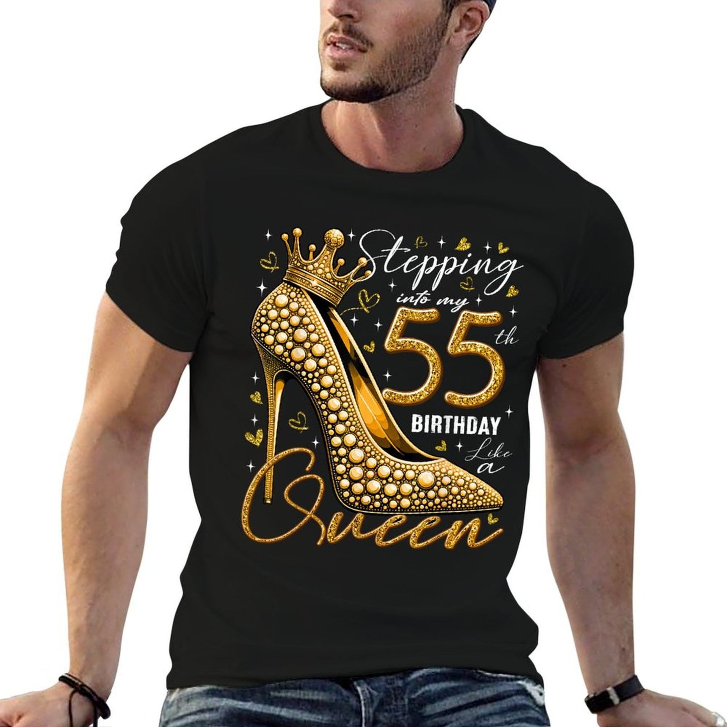 55 Year Old Gifts High Heels Stepping Into My 55th Birthday Moisture-wicking T-Shirt