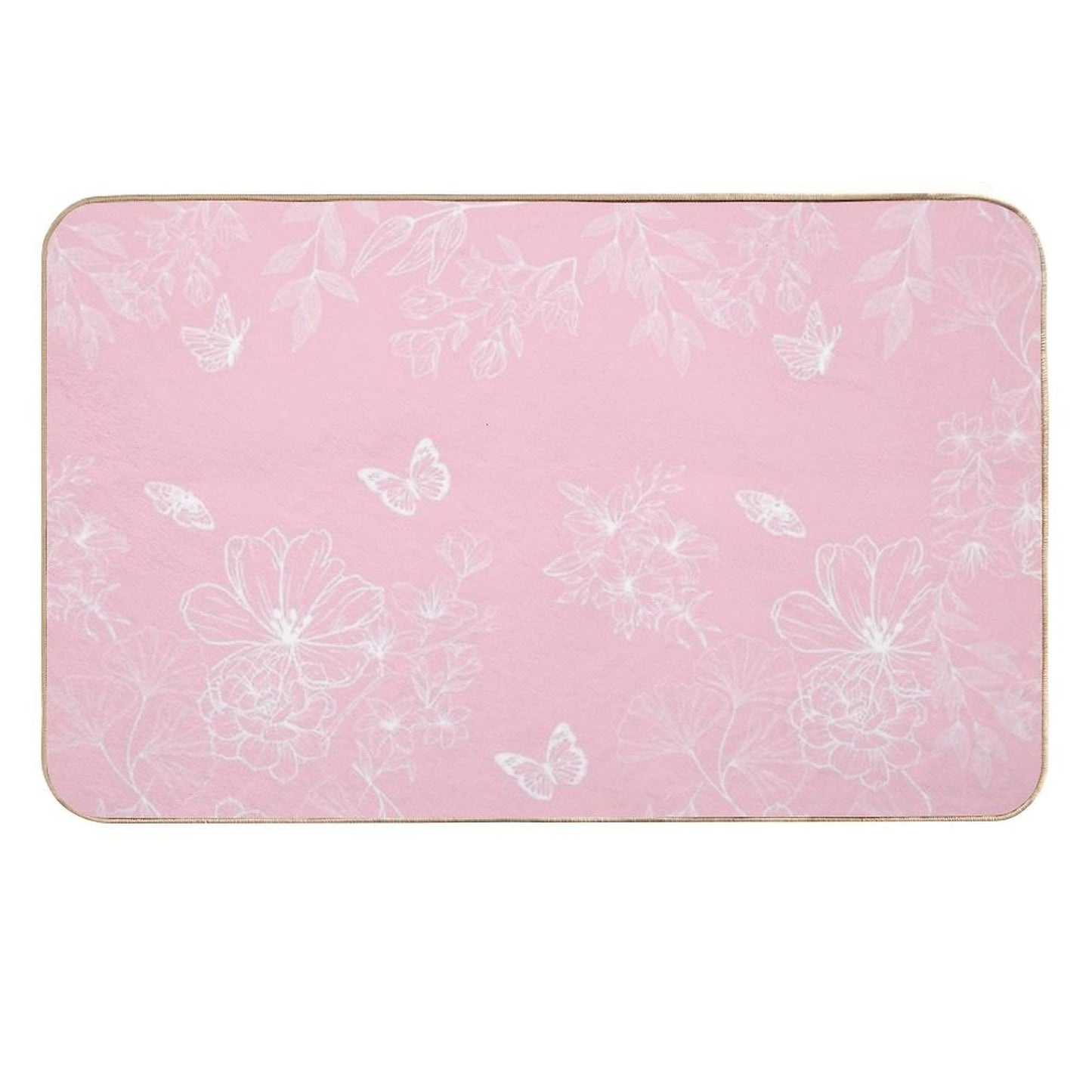 Pink Flowers Pattern, Floral, Pattern, Minimalist, Modern Long-Lasting Bath Mat