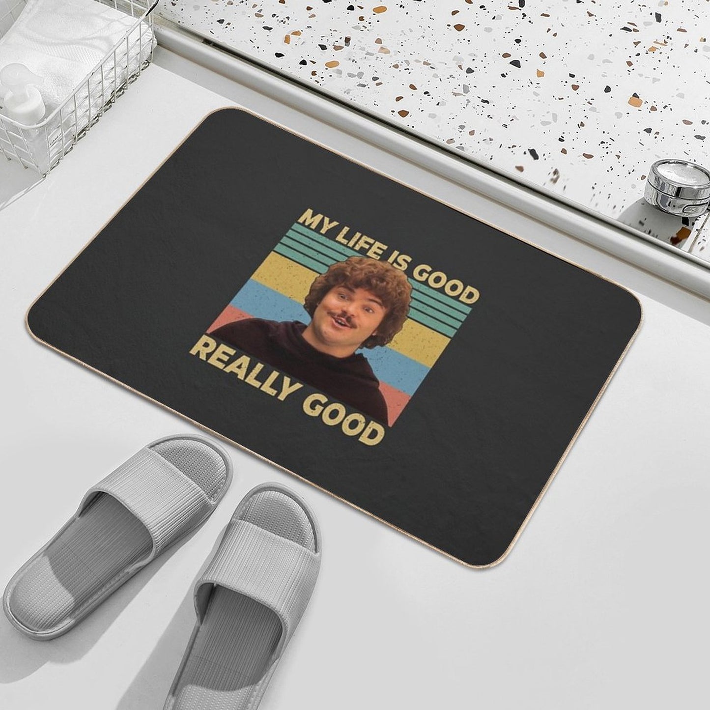 Nacho Libre Shirt My Life Is Good Really Good Vintage , Nacho Libre , Mexican Westler Shirt, Gift Tee For You And Your Friends Long-Lasting Bath Mat