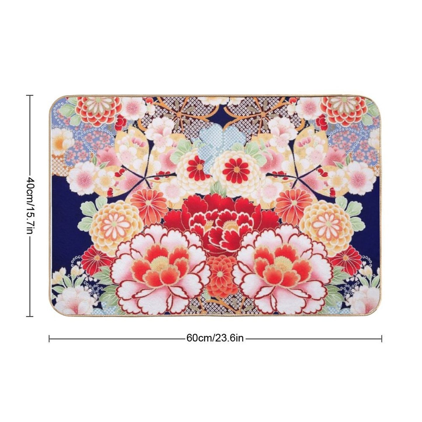 ANTIQUE JAPANESE FLOWERS Pink White Wild Roses Kimono Style Floral Long-Lasting Bath Mat