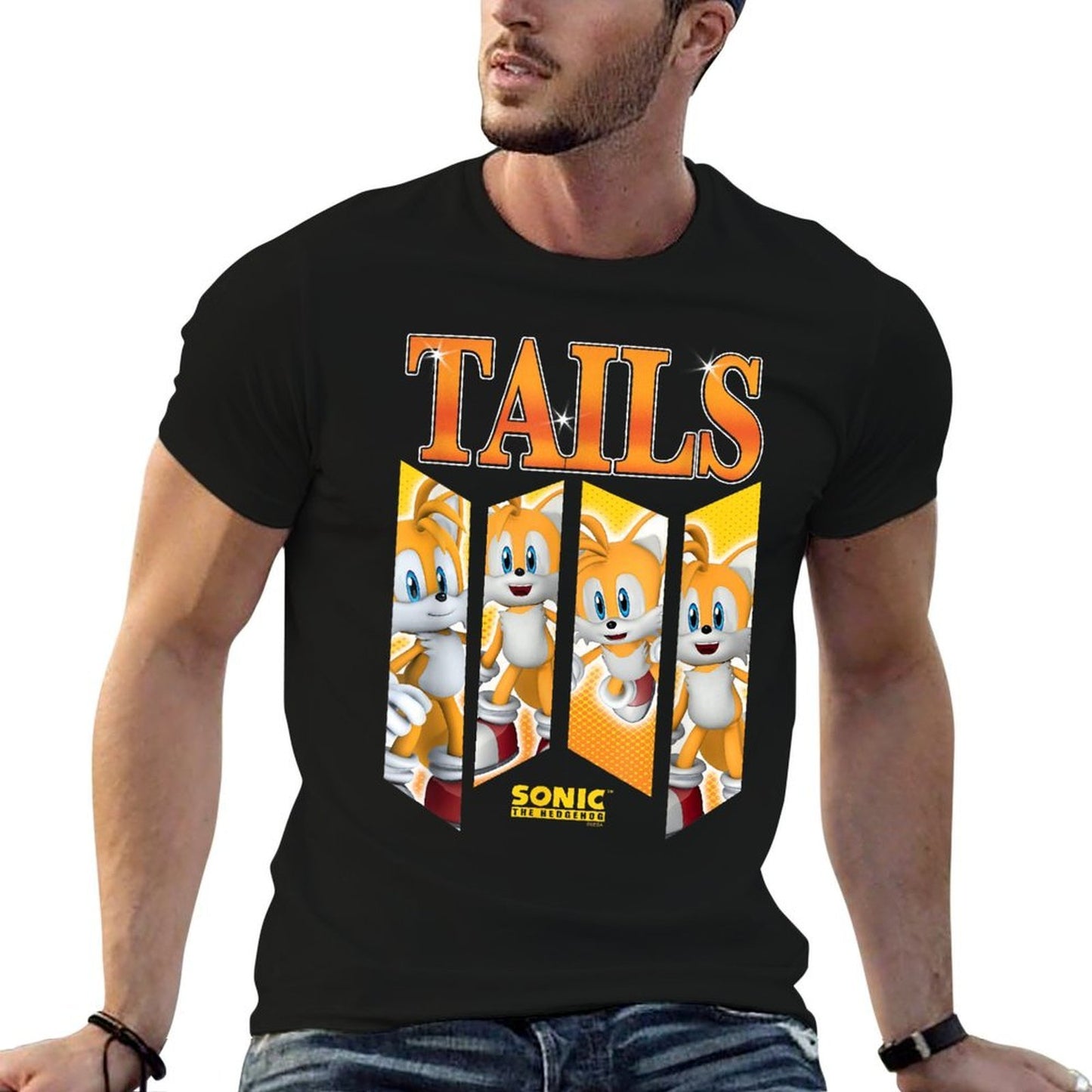 Sonic The Hedgehog Tails Speed & Shine Panels  Breathable T-Shirt