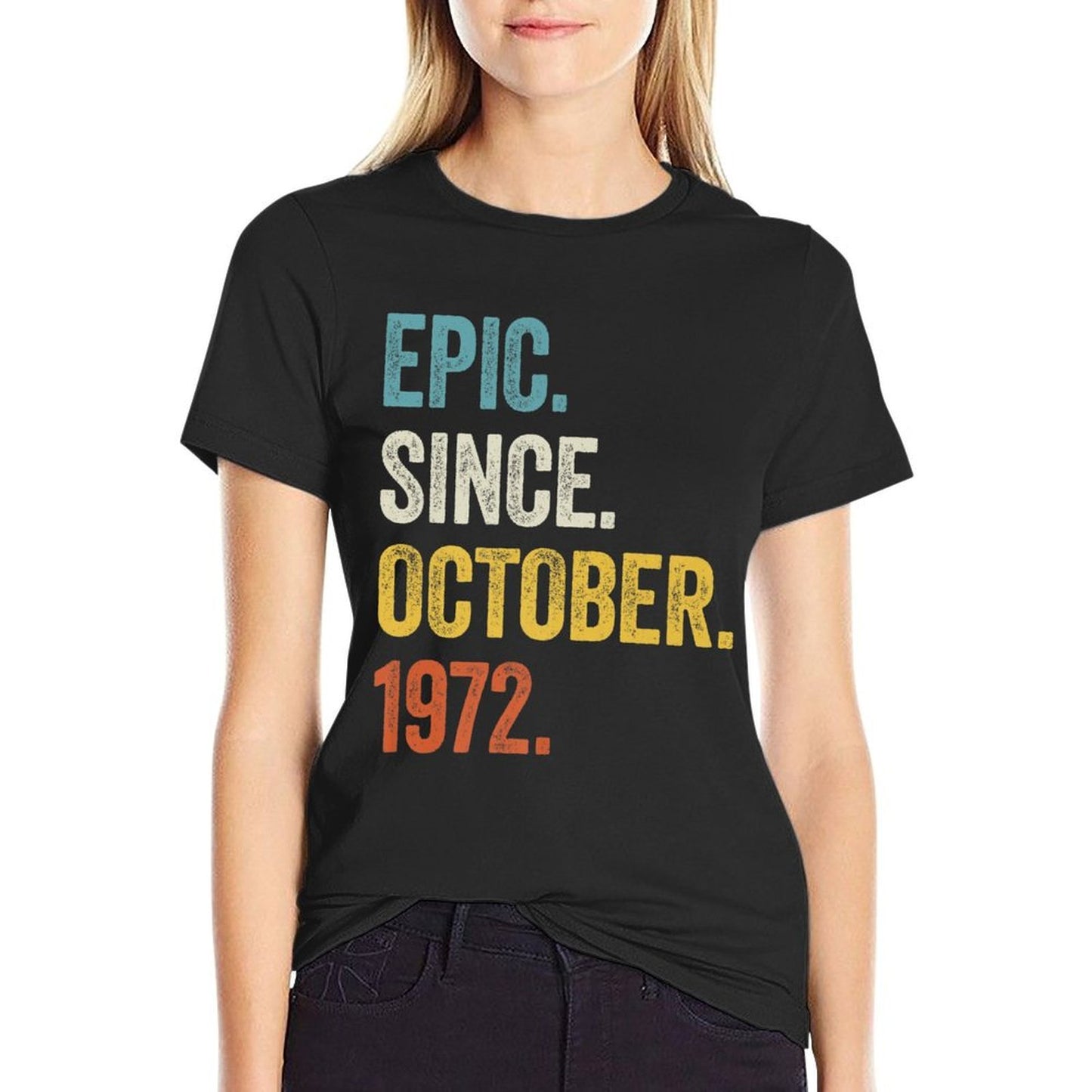 50 Years Old Epic Since October 1972 50th Birthday Premium Ribbed Collar T-Shirt