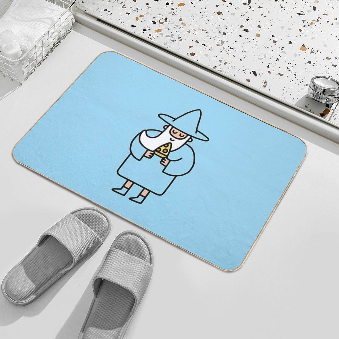Wizard Pizza Easy To Clean Bath Mat